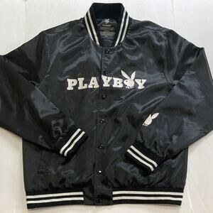 Playboy Magazine Jacket Men's XL Lightweight Satin Varsity Bunny Logo Spell Out